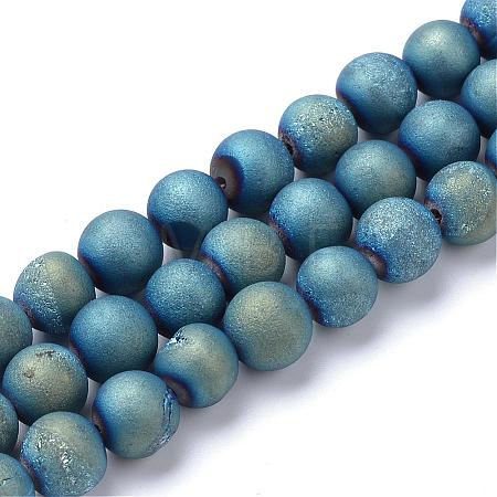 Electroplated Natural Druzy Geode Agate Bead Strands G-R345-6mm-54-1