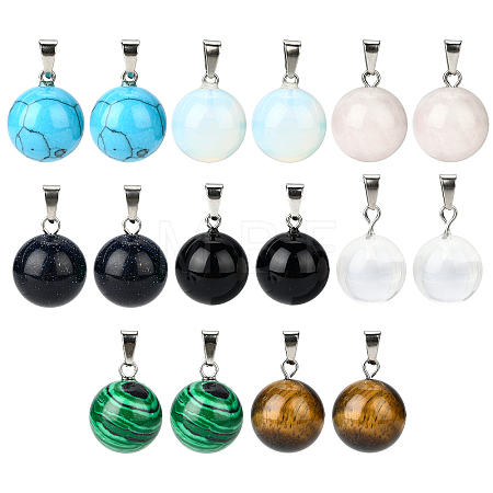 16Pcs 8 Style Natural & Synthetic Gemstone Pendants G-NB0003-04-1