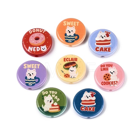 Printed Opaque Acrylic Beads OACR-Q199-05-01-1