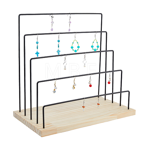 5-Tier Black Iron Earring Card Display Stands EDIS-WH0041-03-1