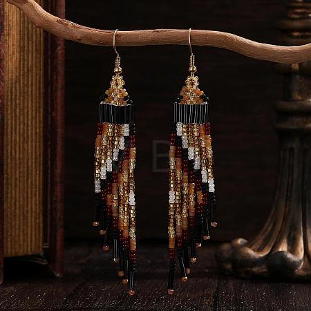 Bohemian Handmade Glass Seed Beads Dangle Earrings LH2376-1
