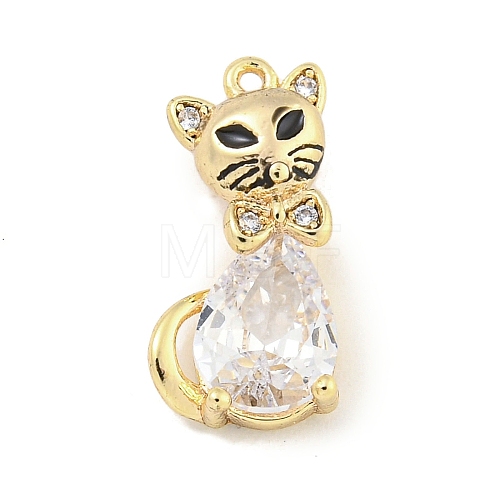 Brass Micro Pave Clear Cubic Zirconia Glass Charms KK-S386-05G-1