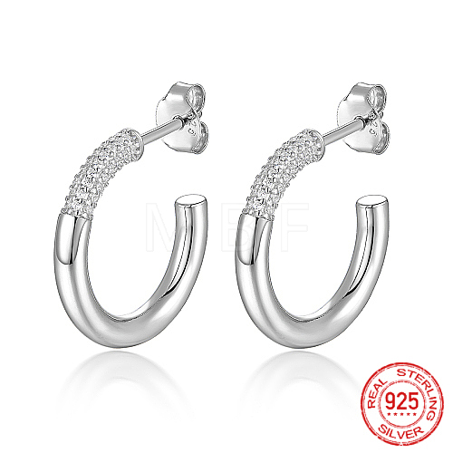 Rhodium Plated 925 Sterling Silver Ring Stud Earrings JZ8068-3-1