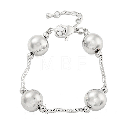 Rack Plating Brass Twisted Link Round Ball Bracelets for Women BJEW-P322-21P-1