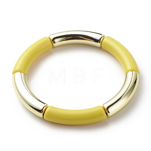Acrylic Curved Tube Beaded Stretch Bracelet for Women BJEW-JB08439-09-1