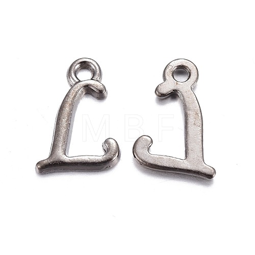 Gunmetal Plated Alloy Letter Pendants PALLOY-P097-03-L-1