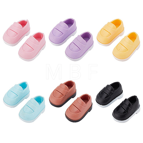 Olycraft 6 Pairs 6 Colors Plastic Doll Shoes AJEW-OC0004-40-1