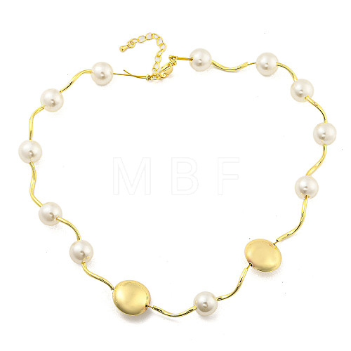 Brass Beaded Necklaces NJEW-P307-02G-1