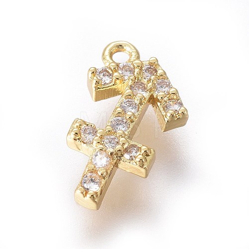Golden Plated Brass Micro Pave Cubic Zirconia Charms ZIRC-L075-51D-1
