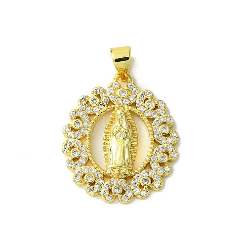 Real 18K Gold Plated Brass Micro Pave Cubic Zirconia Pendants KK-H472-33G-01-1