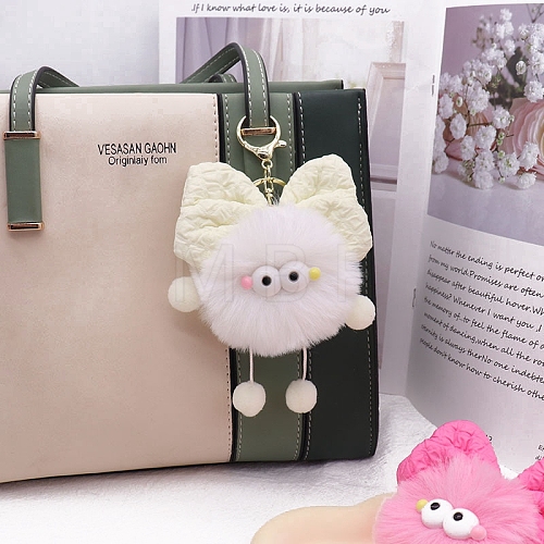 Cute Imitate Rex Rabbit Fur Keychain PW-WG2EE88-06-1