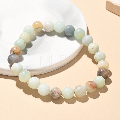 Natural Amazonite Bead Stretch Bracelets BJEW-K212-B-007-1