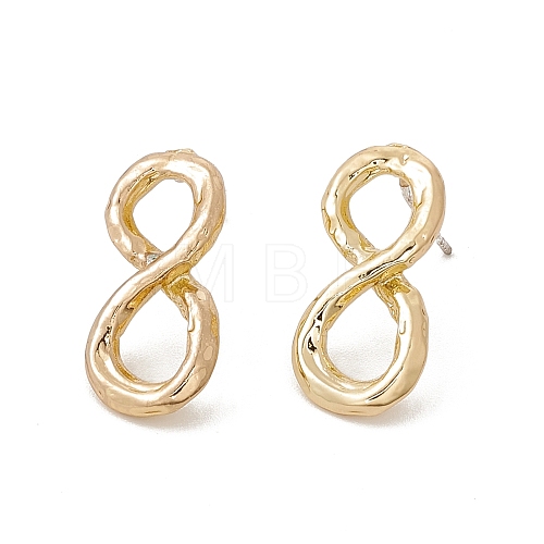 Brass Number Stud Earrings with 925 Sterling Silver Pins for Women EJEW-A077-01H-1