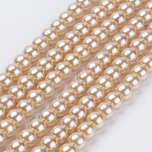 Eco-Friendly Dyed Glass Pearl Beads Strands HY-A008-6mm-RB019-1