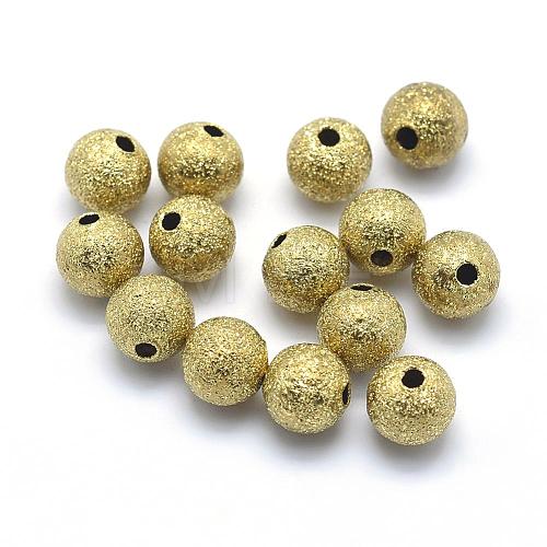 Brass Textured Beads KK-A143-06C-6mm-RS-1