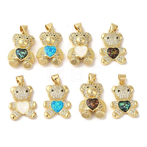 Rack Plating Brass Micro Pave Clear Cubic Zirconia Pendants KK-P268-05-1