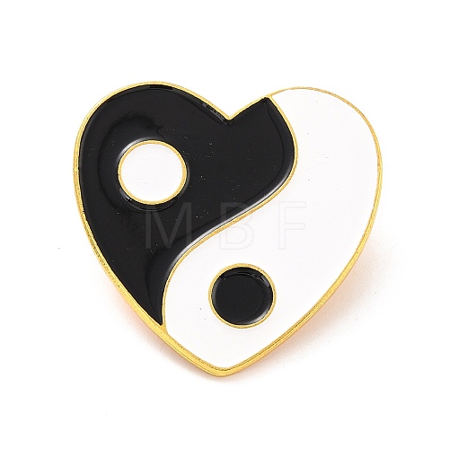 Heart with Yin Yang Pattern Enamel Pin JEWB-O007-A03-1