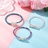 Natural Gemstone Beaded Cuff Bangles BJEW-JB13326-1