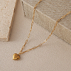 304 Stainless Steel Heart Pendant Paperclip Chain Necklaces for Women UC6740-2-3