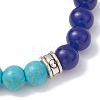 Round Natural Tiger Eye & Dyed Malaysia Jade & Synthetic Turquoise Beads Stretch Bracelets for Women BJEW-JB12744-4