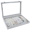 Wood Coverd with Velvet Necklaces Display Cases AJEW-WH20054-340B-1