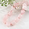 Natural Rose Quartz Nuggets Beaded Necklaces for Women Men NJEW-K388-01A-1