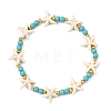 Synthetic Turquoise & Brass Beads Stretch Bracelets for Women Men BJEW-JB13877-03-3