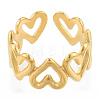 Ion Plating(IP) 304 Stainless Steel Hollow Heart Cuff Rings RJEW-N038-124LG-2