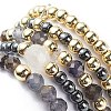 5Pcs 5 Style Natural Rainbow Moonstone & Dichroite & Synthetic Hematite Round Beaded Stretch Finger Rings Set RJEW-JR00527-6