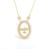 Brass Micro Pave Clear Cubic Zirconia Bird Pendant Necklaces for Women FS-WGDFF37-02-3