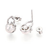 Brass & Natural Pearl Stud Earrings PEAR-N020-WX13-3