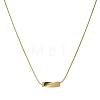304 Stainless Steel Twisted Rectangle Bar Pendant Necklaces for Women WGC1D57-01-4