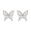 Butterfly Brass Micro Pave Cubic Zirconia Stud Earrings EJEW-M082-17P-02-2