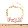 304 Stainless Steel Enamel Flower Link Bracelets for Women BJEW-Z160-02G-02-3