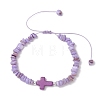 Adjustable Natural Freshwater Shell & Dyed Synthetic Turquoise Beads Braided Bead Bracelets for Women BJEW-JB13105-3