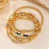 5Pcs Brass & Natural African Turquoise(Jasper) Beads Stretch Bracelets for Women BK1359-9-1