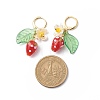 Lampwork Strawberry with Plastic Pearl Flower Dangle Leverback Earring X-EJEW-TA00130-5