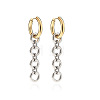 304 Stainless Steel Flat Round Link Chain Tassel Hoop Earrings WGAE672-03-1