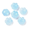 Transparent Spray Paint Glass Bead Caps GLAA-H035-04J-1