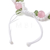 Handmade Porcelain and Cat Eye and Acrylic Beads Braided Bead Bracelets BJEW-TA00700-02-4