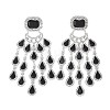 Rectangle with Teardrop Brass Rhinestone Dangle Stud Earrings FS-WG1781C-01-4