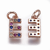 Brass Micro Pave Cubic Zirconia Charms ZIRC-L070-38E-RG-2