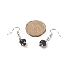Synthetic Black Stone & Glass Round Beaded Dangle Earrings EJEW-JE05163-3