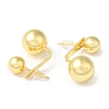 Rack Plating Brass Round Ball Front Back Stud Earrings EJEW-Q766-01G-2