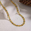 304 Stainless Steel Enamel Leaf Link Chain Necklaces for Women NJEW-Z111-01G-1