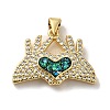 Rack Plating Brass Micro Pave Cubic Zirconia Pendants KK-D088-01G-2