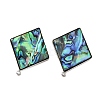 304 Stainless Steel Pave Natural Paua Shell Stud Earring Findings STAS-Z125-05P-2