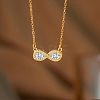 Brass Pave Clear Cubic Zirconia Infinity Pendant 304 Stainless Steel Cable Chain Necklaces for Women FS-WG7E550-04-1