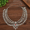 Boho Alloy & Iron Siam Rhinestone Embossed Teardrop Tassel Chain Belts WGEDD79-01-1