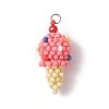 Glass Seed Beaded Ice Cream Pendants PALLOY-MZ00550-01-1